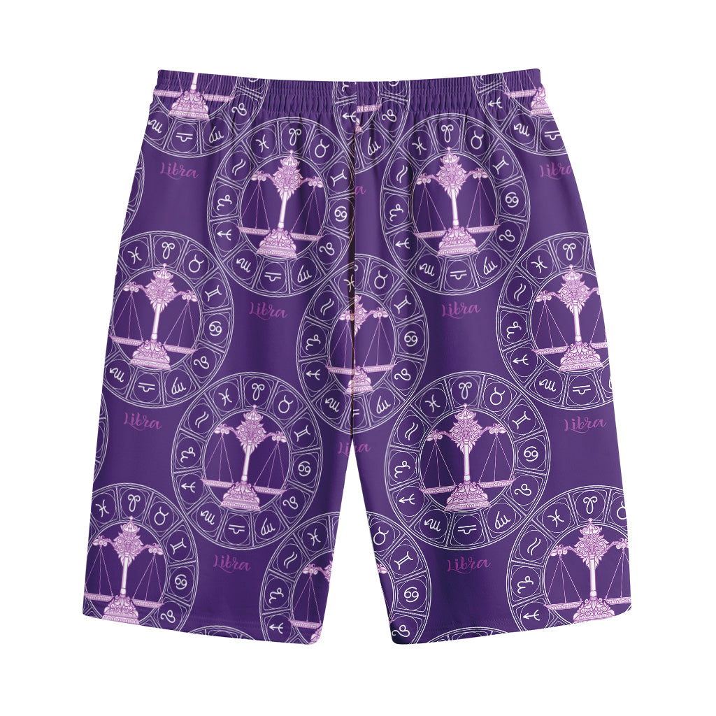 Purple Libra Zodiac Pattern Print Cotton Shorts