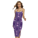 Purple Libra Zodiac Pattern Print Cross Back Cami Dress