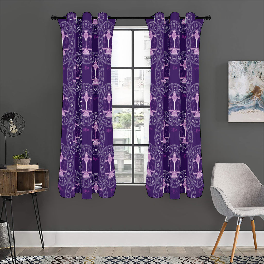 Purple Libra Zodiac Pattern Print Curtain