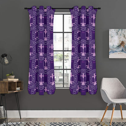 Purple Libra Zodiac Pattern Print Curtain