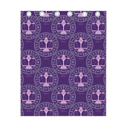 Purple Libra Zodiac Pattern Print Curtain