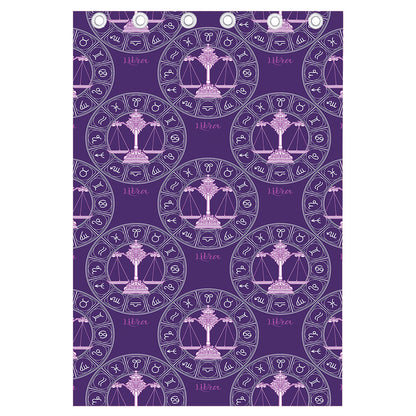 Purple Libra Zodiac Pattern Print Curtain