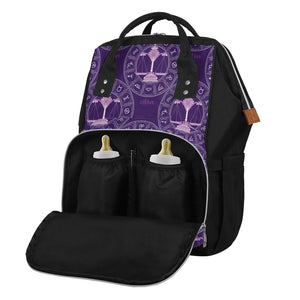 Purple Libra Zodiac Pattern Print Diaper Bag