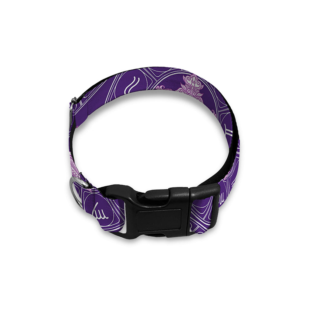 Purple Libra Zodiac Pattern Print Dog Collar
