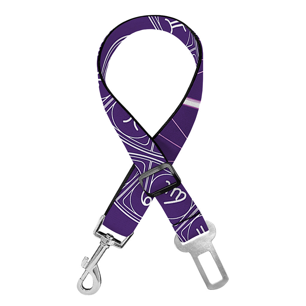 Purple Libra Zodiac Pattern Print Dog Seat Belt
