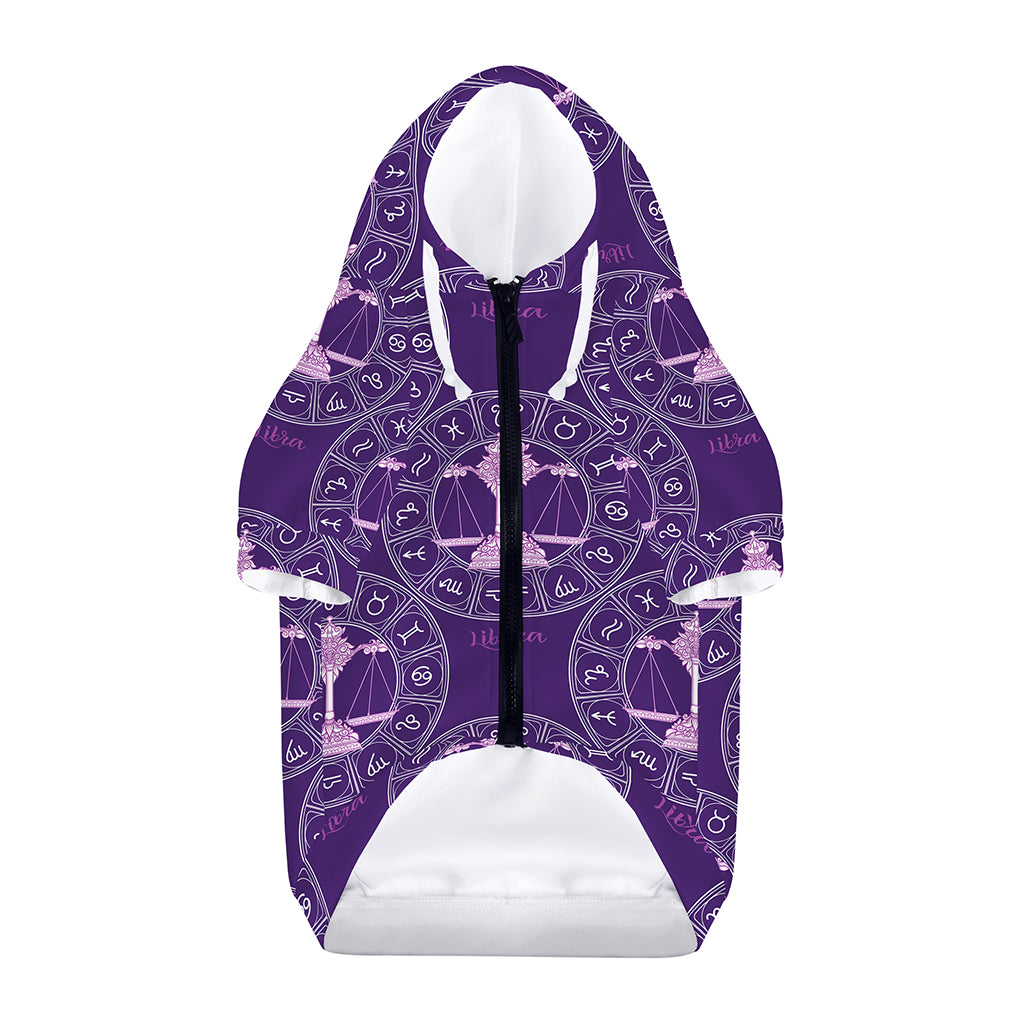 Purple Libra Zodiac Pattern Print Dog Zip Up Hoodie