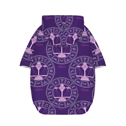 Purple Libra Zodiac Pattern Print Dog Zip Up Hoodie