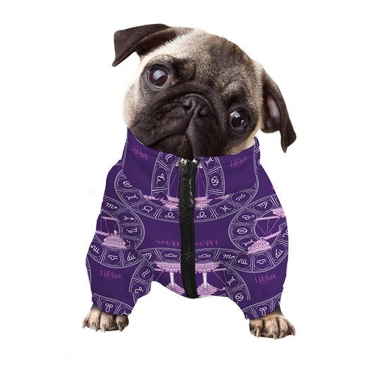 Purple Libra Zodiac Pattern Print Dog Zip Up Jacket