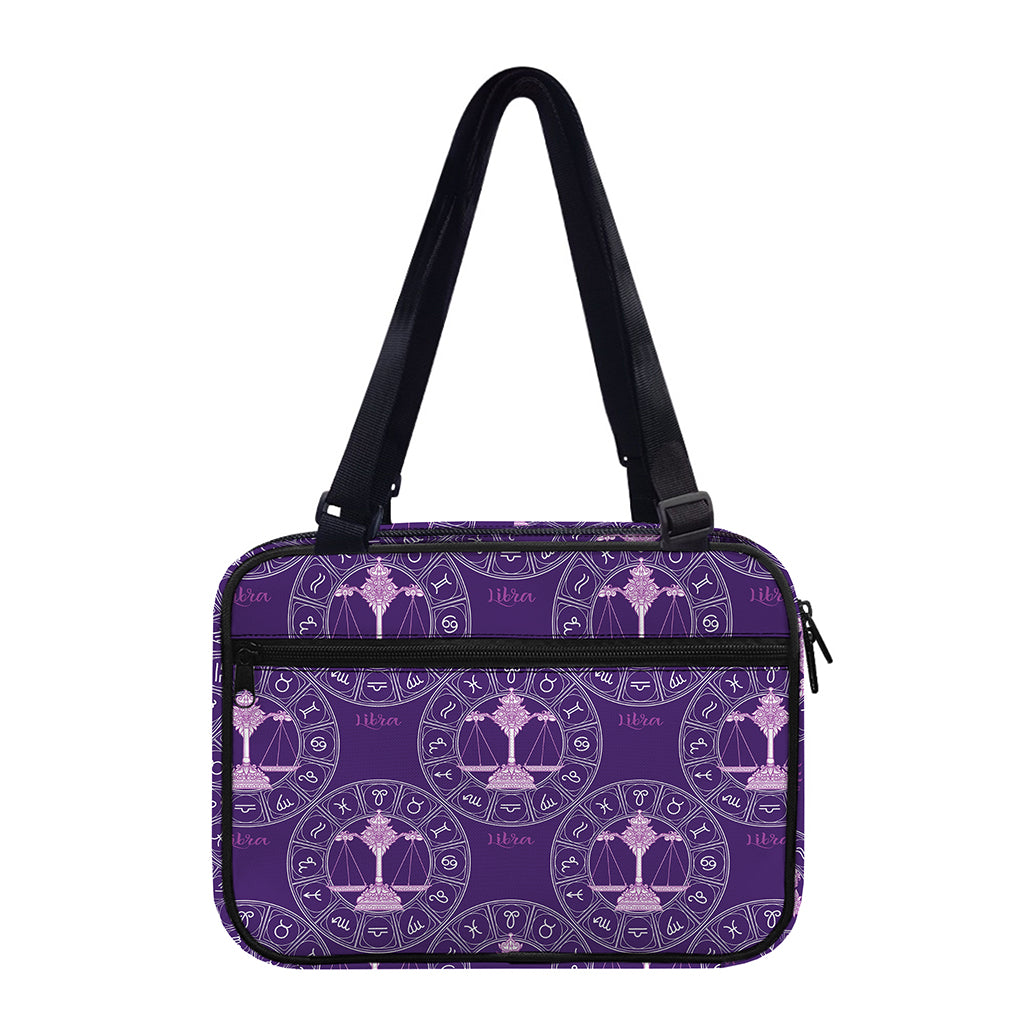 Purple Libra Zodiac Pattern Print Double Strap Bible Bag