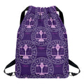 Purple Libra Zodiac Pattern Print Drawstring Backpack