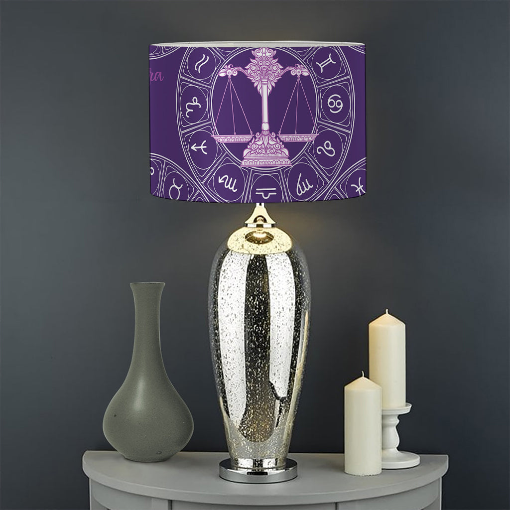 Purple Libra Zodiac Pattern Print Drum Lamp Shade