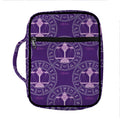 Purple Libra Zodiac Pattern Print Front Pocket Bible Bag