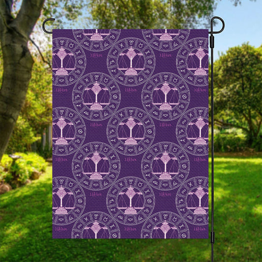 Purple Libra Zodiac Pattern Print Garden Flag