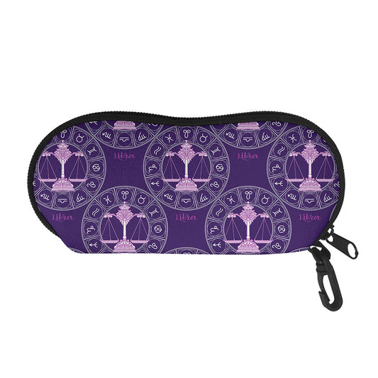 Purple Libra Zodiac Pattern Print Glasses Case