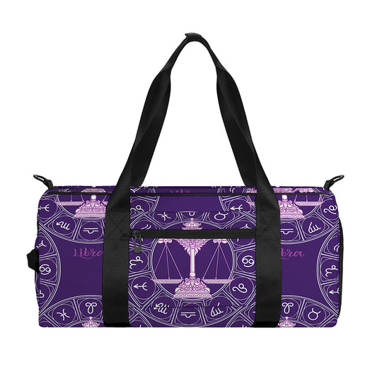 Purple Libra Zodiac Pattern Print Gym Bag