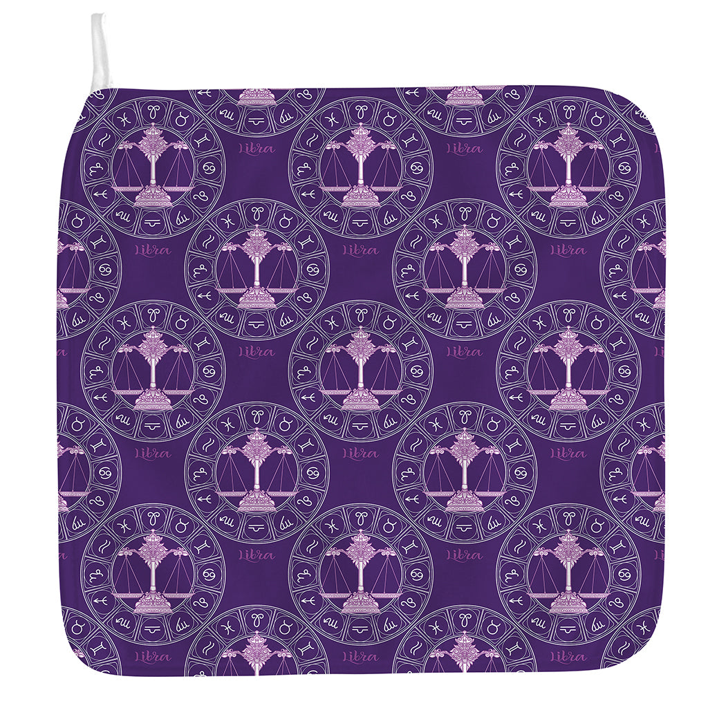 Purple Libra Zodiac Pattern Print Hand Towel