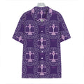 Purple Libra Zodiac Pattern Print Hawaiian Shirt