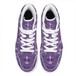 Purple Libra Zodiac Pattern Print High Top Leather Sneakers