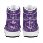 Purple Libra Zodiac Pattern Print High Top Leather Sneakers