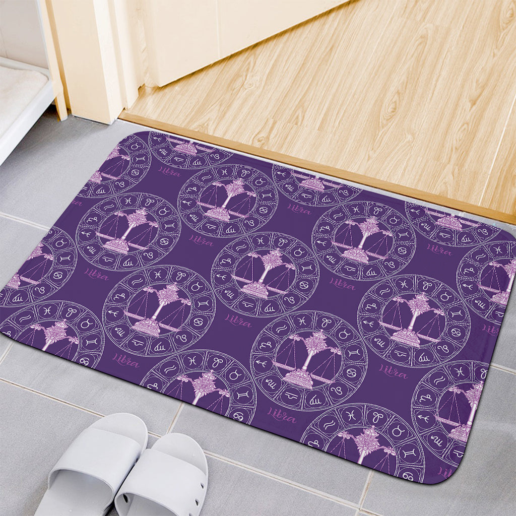 Purple Libra Zodiac Pattern Print Indoor Door Mat