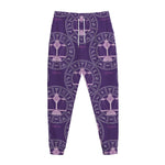 Purple Libra Zodiac Pattern Print Jogger Pants