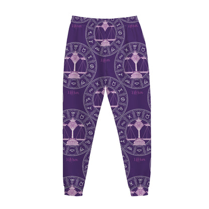 Purple Libra Zodiac Pattern Print Jogger Pants