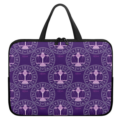 Purple Libra Zodiac Pattern Print Laptop Sleeve With Handle