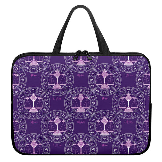Purple Libra Zodiac Pattern Print Laptop Sleeve With Handle