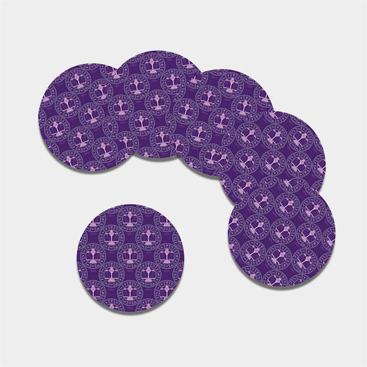 Purple Libra Zodiac Pattern Print Leather Coaster Set