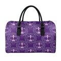 Purple Libra Zodiac Pattern Print Leather Duffel Bag