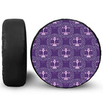 Purple Libra Zodiac Pattern Print Leather Spare Tire Cover