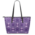 Purple Libra Zodiac Pattern Print Leather Tote Bag With Zipper