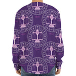 Purple Libra Zodiac Pattern Print Long Sleeve Baseball Jersey