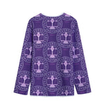 Purple Libra Zodiac Pattern Print Long Sleeve Short Coat