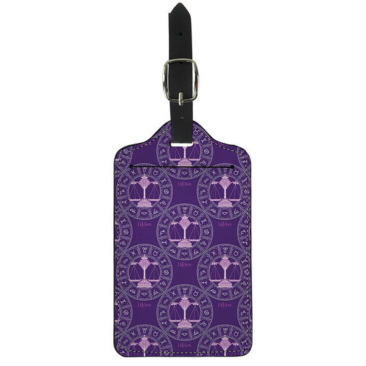 Purple Libra Zodiac Pattern Print Luggage Tag