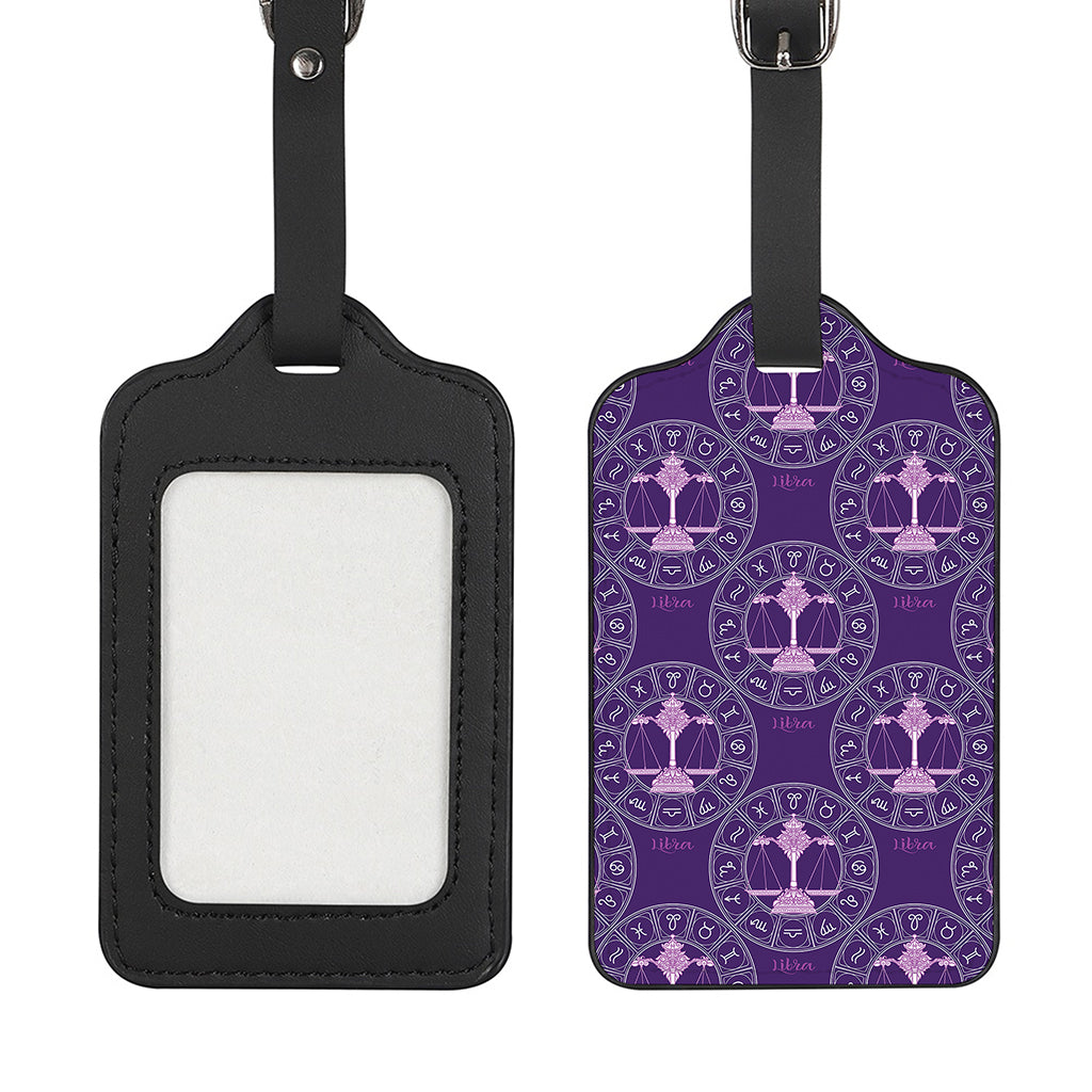 Purple Libra Zodiac Pattern Print Luggage Tag