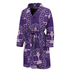 Purple Libra Zodiac Pattern Print Men's Bathrobe