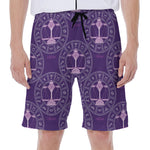 Purple Libra Zodiac Pattern Print Men's Beach Shorts