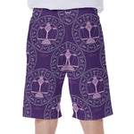 Purple Libra Zodiac Pattern Print Men's Beach Shorts