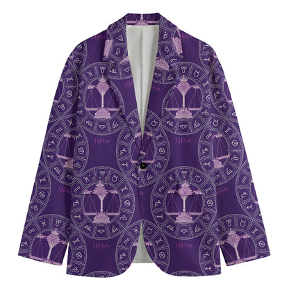 Purple Libra Zodiac Pattern Print Men's Blazer