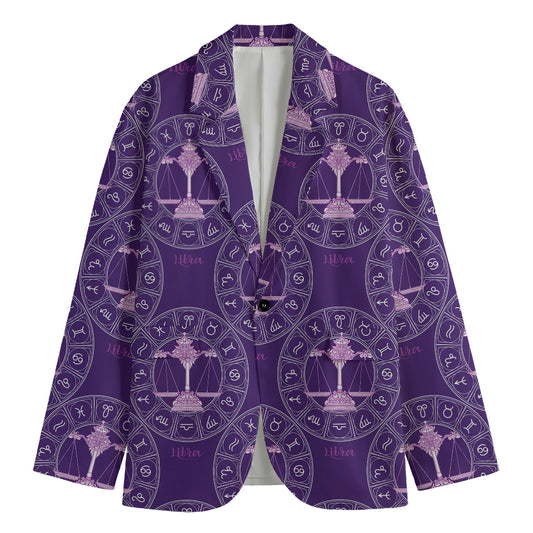 Purple Libra Zodiac Pattern Print Men's Blazer