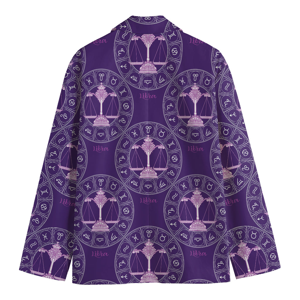 Purple Libra Zodiac Pattern Print Men's Blazer