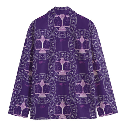Purple Libra Zodiac Pattern Print Men's Blazer
