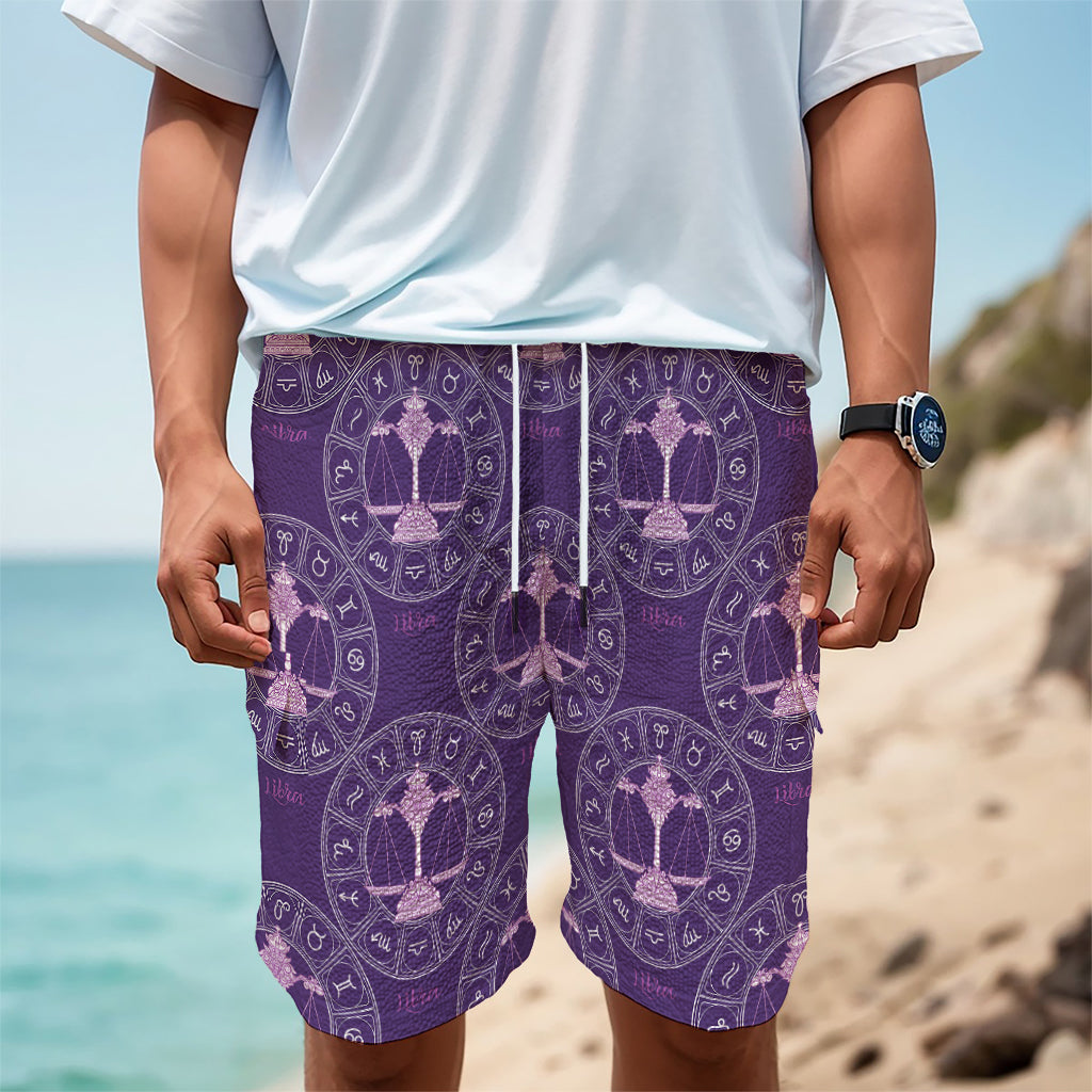 Purple Libra Zodiac Pattern Print Men's Cargo Shorts