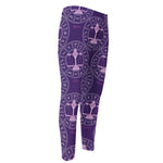 Purple Libra Zodiac Pattern Print Men's Compression Pants