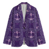 Purple Libra Zodiac Pattern Print Men's Cotton Blazer