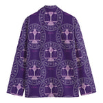 Purple Libra Zodiac Pattern Print Men's Cotton Blazer