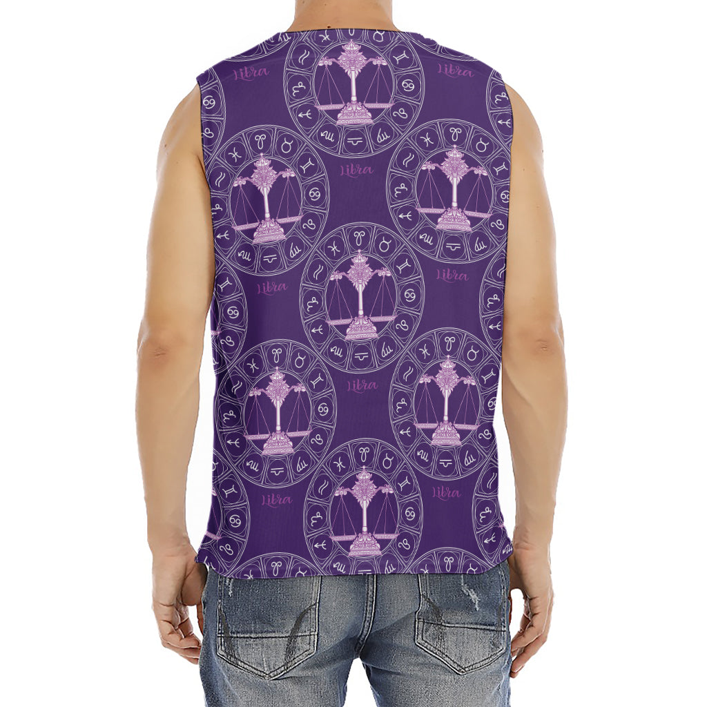 Purple Libra Zodiac Pattern Print Men's Fitness Tank Top