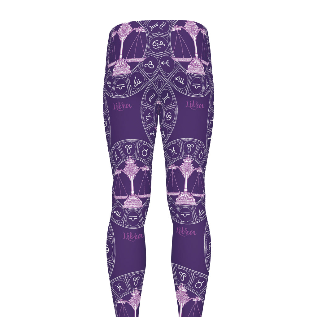 Purple Libra Zodiac Pattern Print Men's leggings