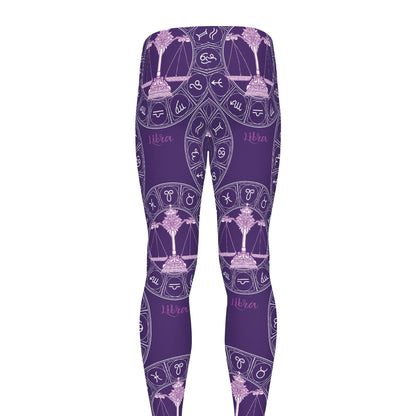 Purple Libra Zodiac Pattern Print Men's leggings